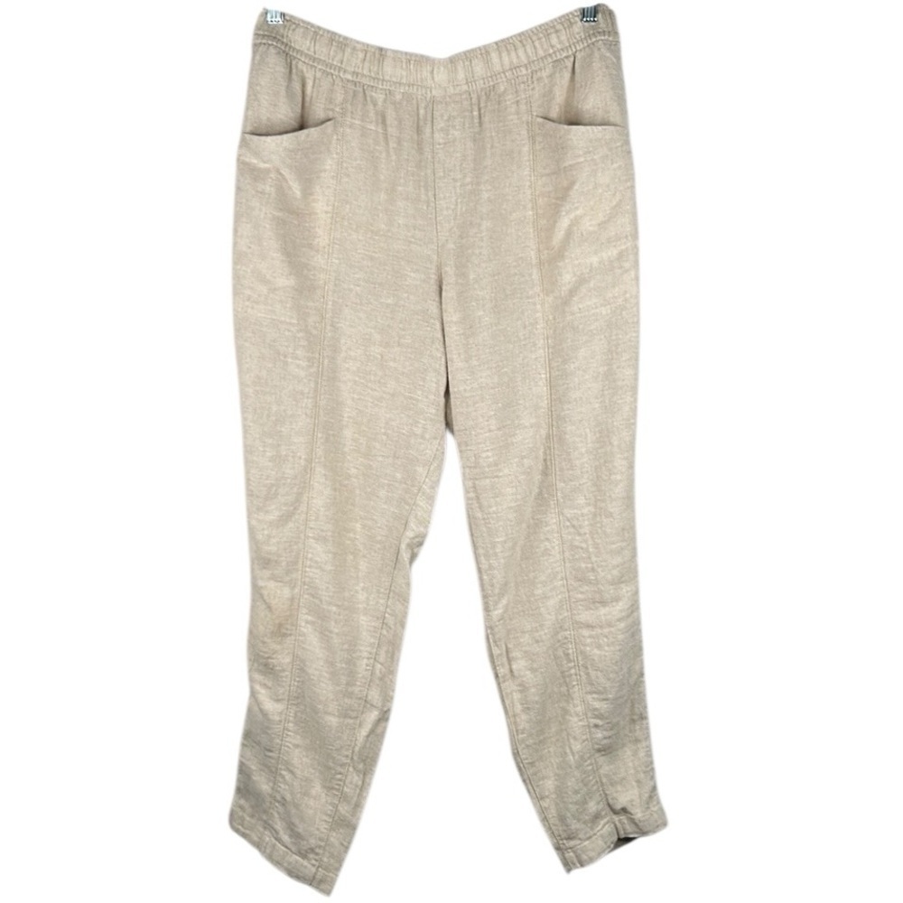 Old Navy Cream Linen Blend High Rise Straight Taper Drawstring Pants Size Large